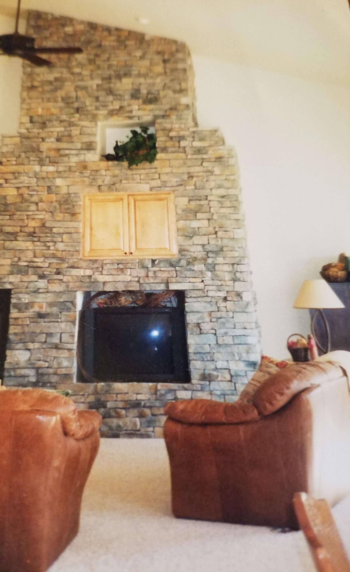 Fireplace with cultured stone